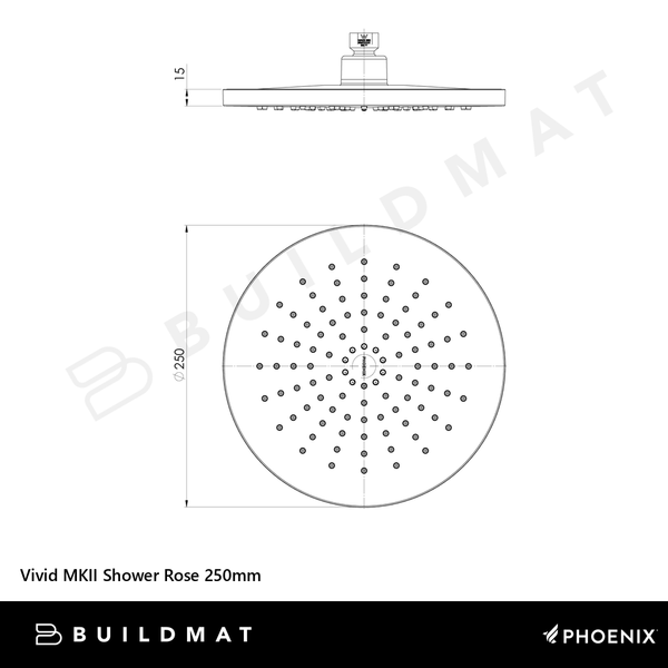Phoenix Vivid MKII Shower Rose 250mm Brushed Bronze