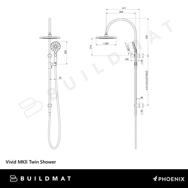 Phoenix Vivid MKII Twin Shower Brushed Bronze