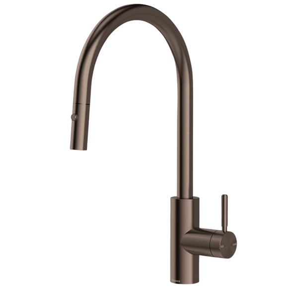 Phoenix Vivid MKII Pull Out Sink Mixer 240mm Gooseneck Brushed Bronze Lead Free