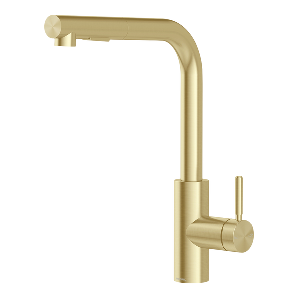Phoenix Vivid MKII Pull Out Sink Mixer 230mm L Shaped Brushed Gold Lead Free