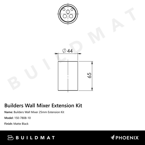 Phoenix Builders Wall Mixer 25mm Extension Kit Matte Black