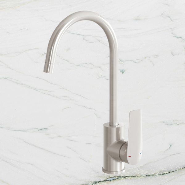 Phoenix Arlo Sink Mixer 200mm Gooseneck Lead Free Brushed Nickel