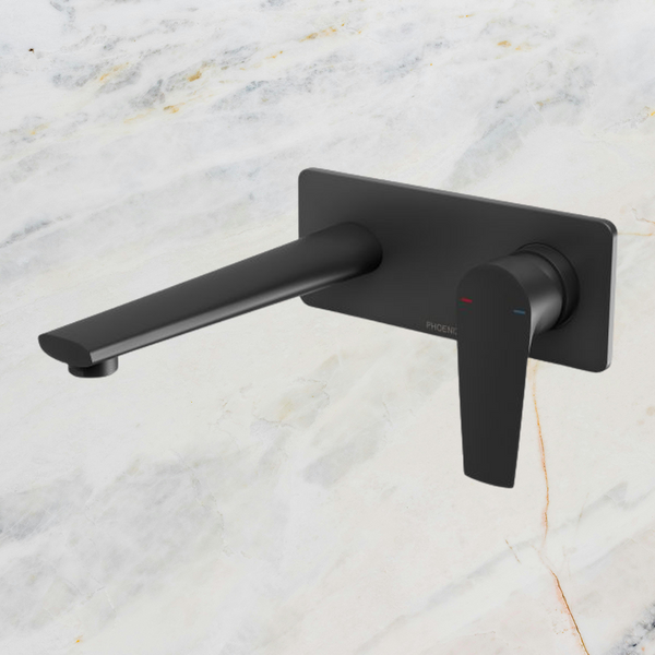 Phoenix Arlo Wall Basin / Bath Mixer Set 200mm (Trim Kit Only) Lead Free Matte Black