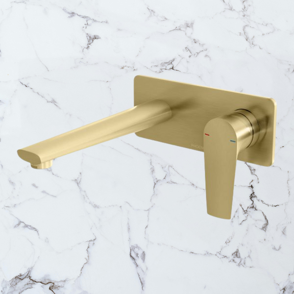 Phoenix Arlo Wall Basin / Bath Mixer Set 6 Star 200mm (Trim Kit Only) Lead Free Brushed Gold