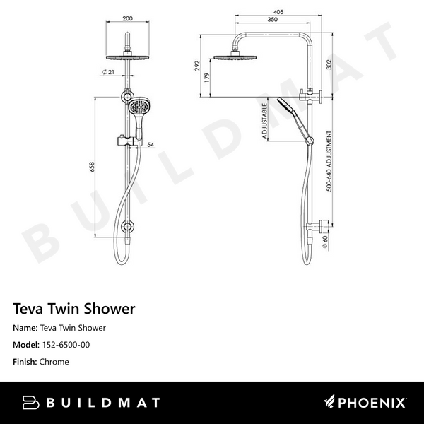 Phoenix Teva Twin Shower Chrome