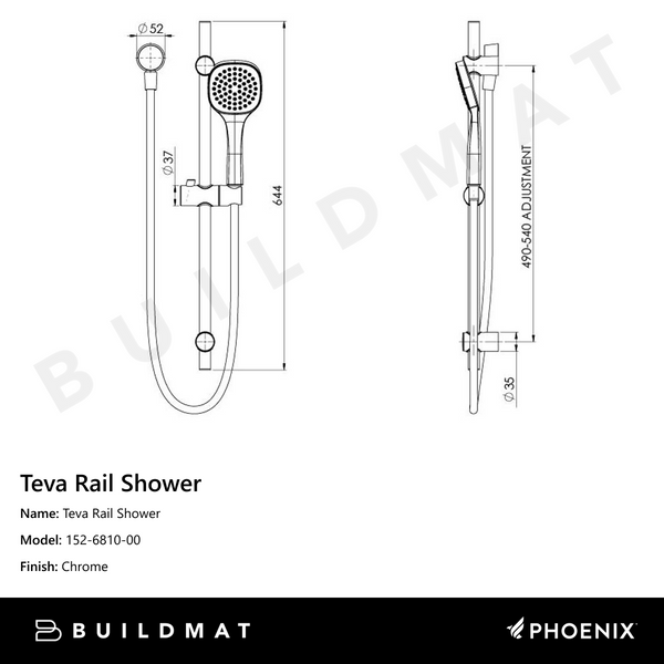 Phoenix Teva Rail Shower Chrome
