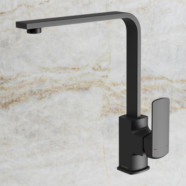 Phoenix Teva Sink Mixer 200mm Squareline Matte Black