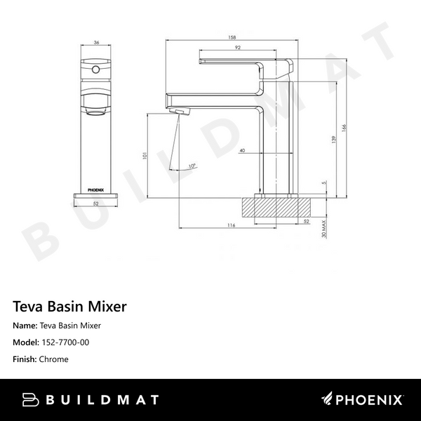 Phoenix Teva Basin Mixer Chrome