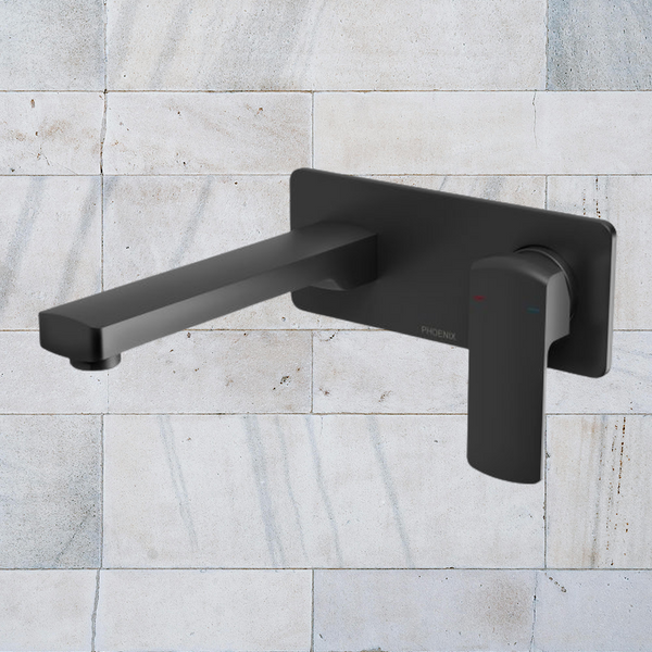 Phoenix Teva Wall Basin / Bath Mixer Set 200mm (Trim Kit Only) Lead Free Matte Black