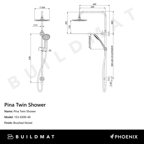 Phoenix Pina Twin Shower Brushed Nickel