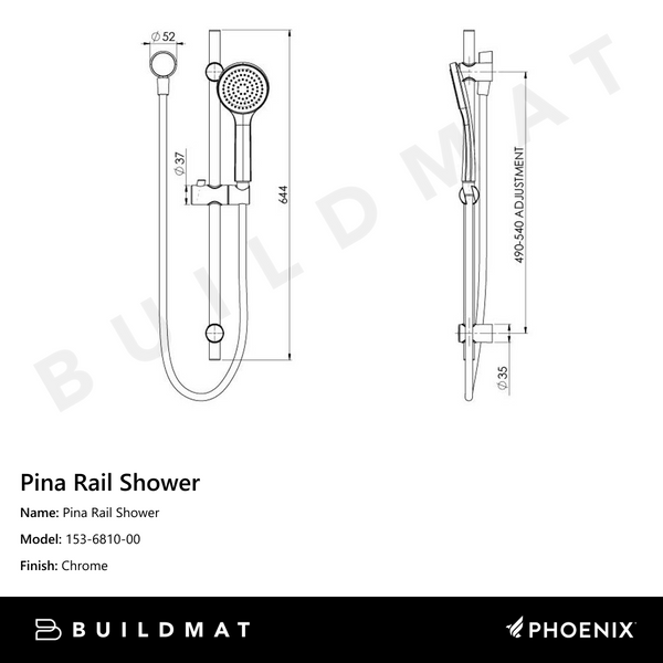 Phoenix Pina Rail Shower Chrome