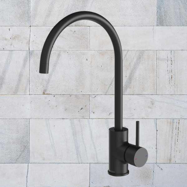 Phoenix Pina Sink Mixer 200mm Gooseneck Matte Black