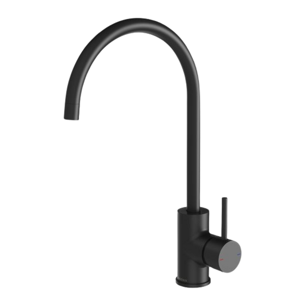 Phoenix Pina Sink Mixer 200mm Gooseneck 6 Star Lead Free Matte Black