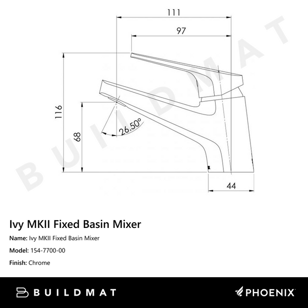 Phoenix Ivy MKII Fixed Basin Mixer Chrome