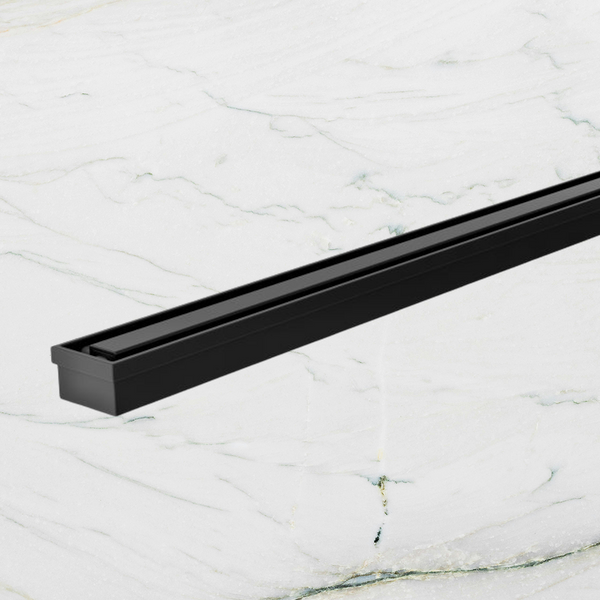 Phoenix Flat Slimline Channel Drain 30x600mm Outlet 65mm Matte Black