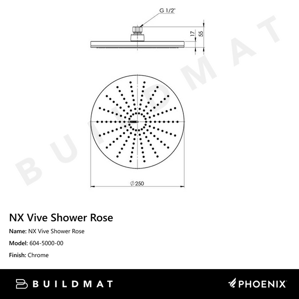 Phoenix NX Vive Shower Rose Chrome