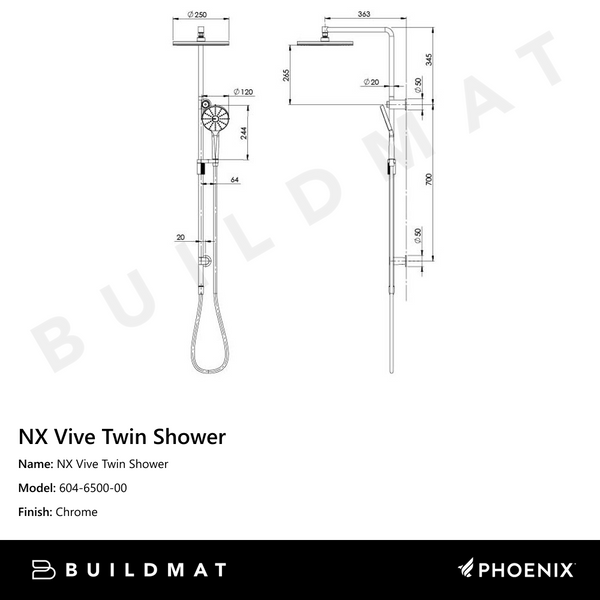 Phoenix NX Vive Twin Shower Chrome