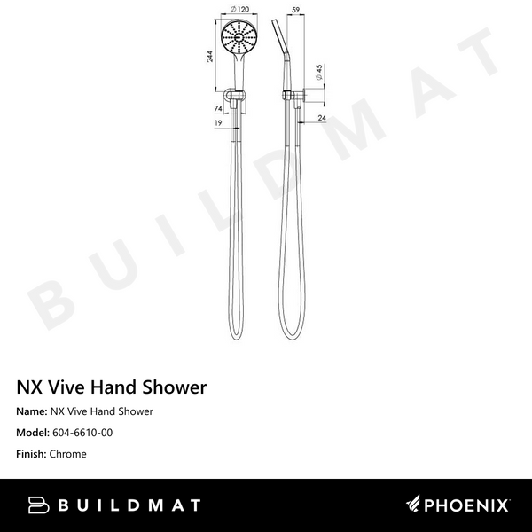 Phoenix NX Vive Hand Shower Chrome