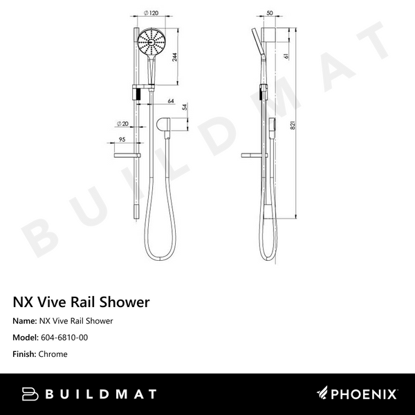 Phoenix NX Vive Rail Shower Chrome