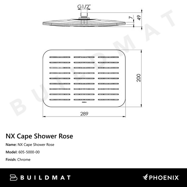 Phoenix NX Cape Shower Rose Chrome