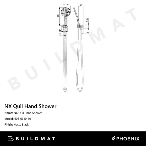 Phoenix NX Quil Hand Shower Matte Black