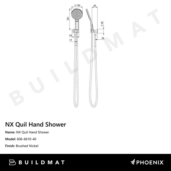 Phoenix NX Quil Hand Shower Brushed Nickel