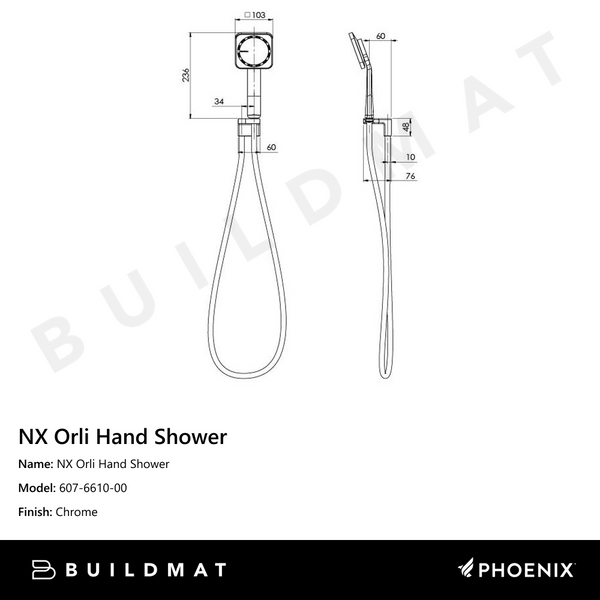Phoenix NX Orli Hand Shower Chrome