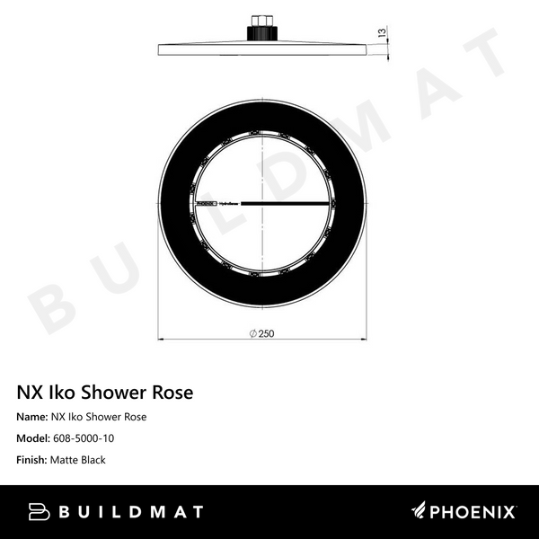 Phoenix NX Iko Shower Rose Matte Black