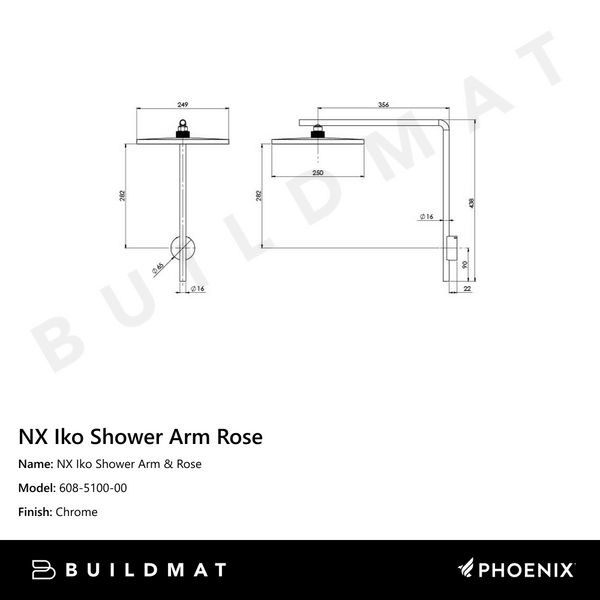 Phoenix NX Iko Shower Arm & Rose Chrome