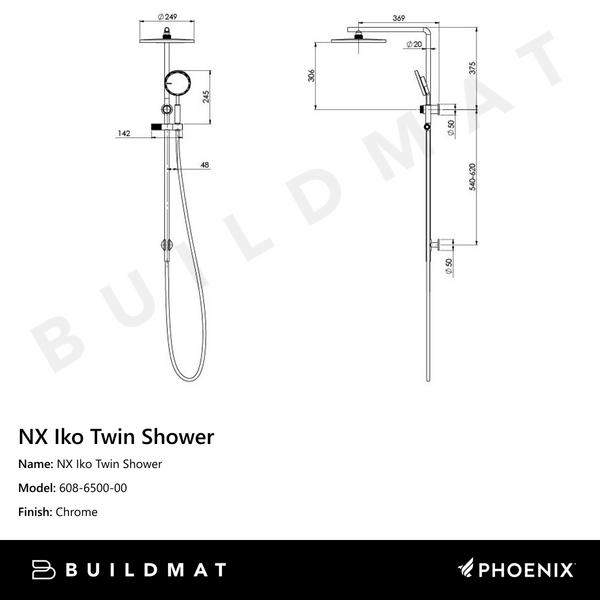 Phoenix NX Iko Twin Shower Chrome