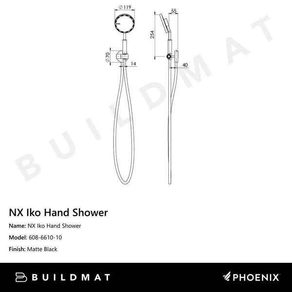 Phoenix NX Iko Hand Shower Matte Black