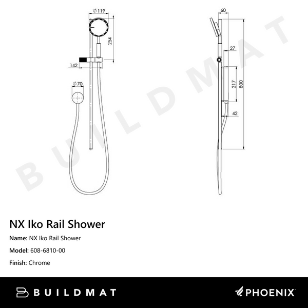 Phoenix NX Iko Rail Shower Chrome