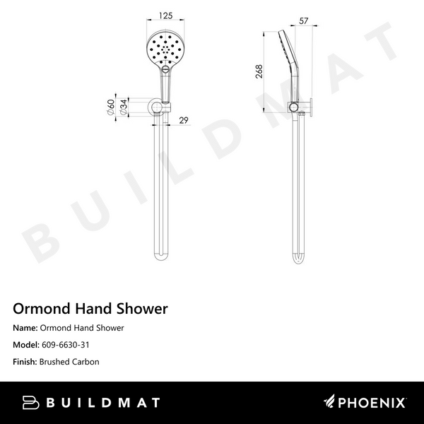 Phoenix Ormond Hand Shower Brushed Carbon