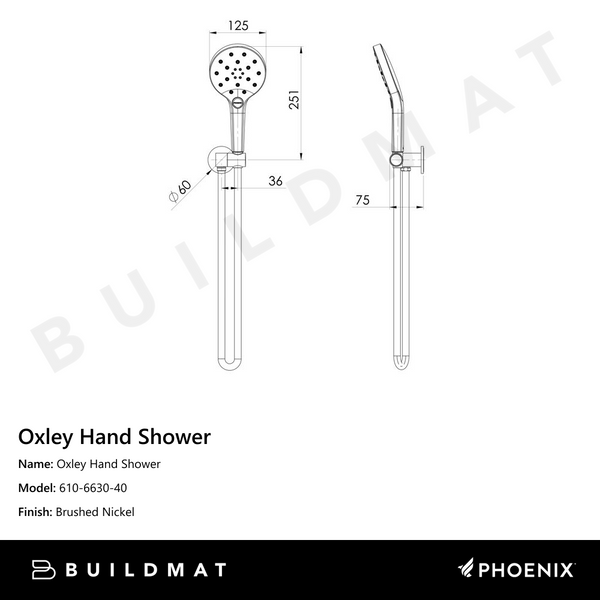 Phoenix Oxley Hand Shower Brushed Nickel