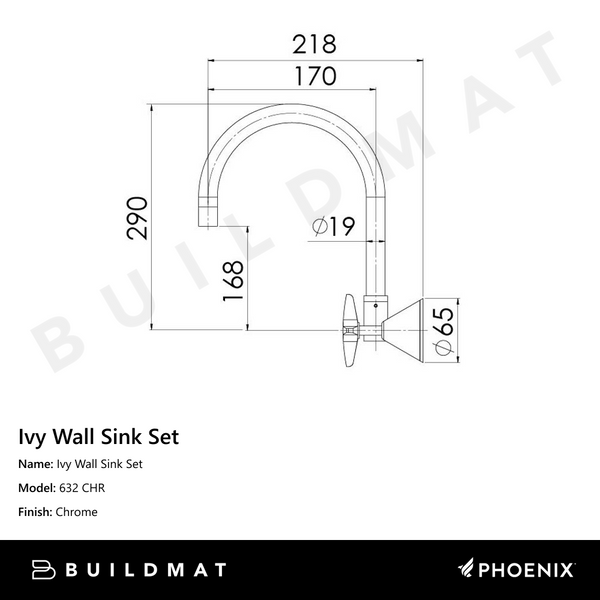 Phoenix Ivy Wall Sink Set Chrome