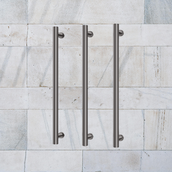 Phoenix Heated Triple Towel Rail Round 600mm Brushed Carbon