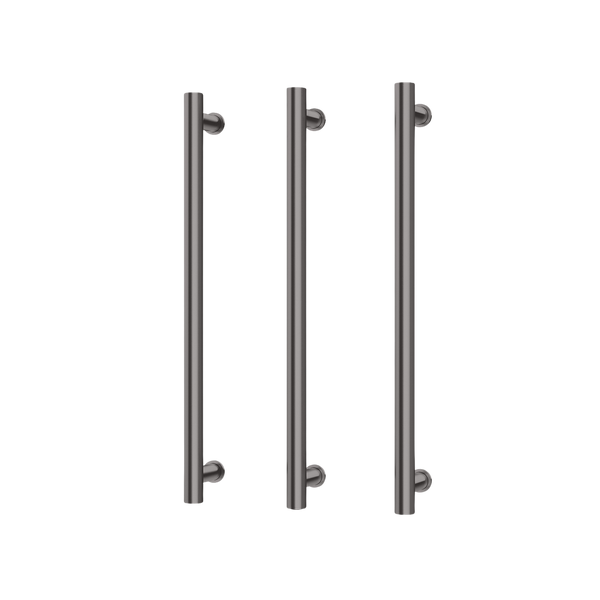 Phoenix Heated Triple Towel Rail Round 600mm Brushed Carbon