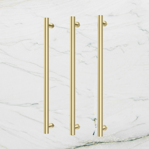 Phoenix Heated Triple Towel Rail Round 800mm Brushed Gold