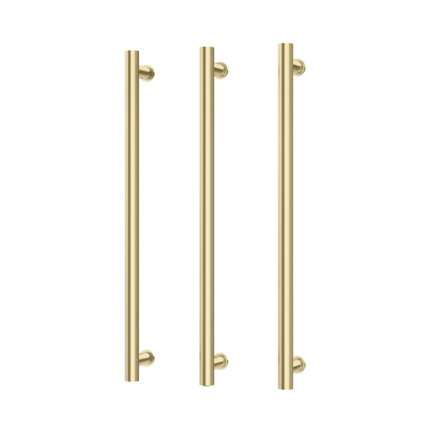 Phoenix Heated Triple Towel Rail Round 800mm Brushed Gold