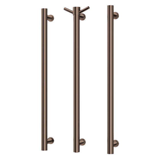 Phoenix Heated Triple Towel Rail Round 800mm Brushed Bronze