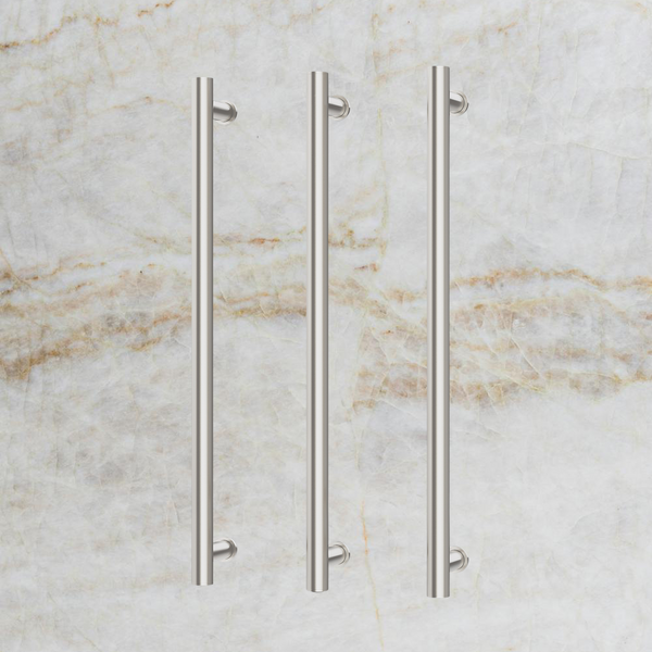 Phoenix Heated Triple Towel Rail Round 800mm Brushed Nickel