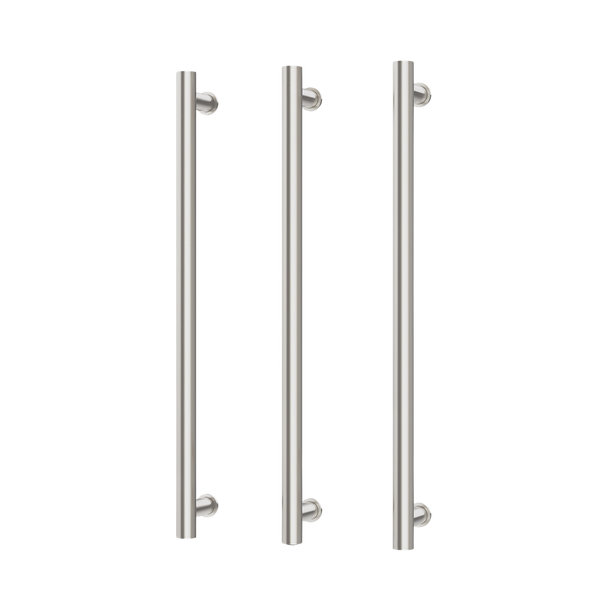 Phoenix Heated Triple Towel Rail Round 800mm Brushed Nickel