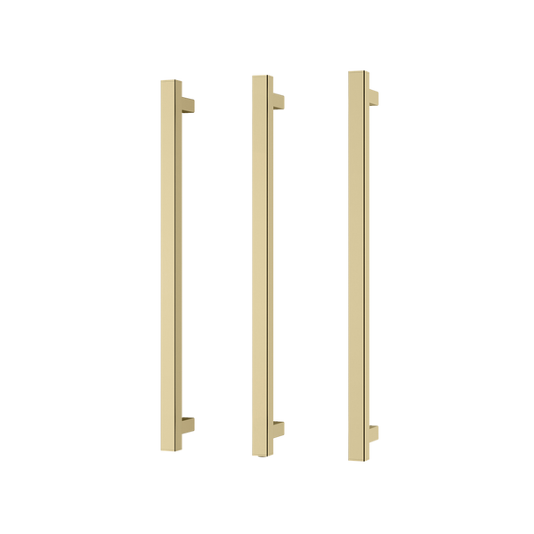 Phoenix Heated Triple Towel Rail Square 600mm Brushed Gold