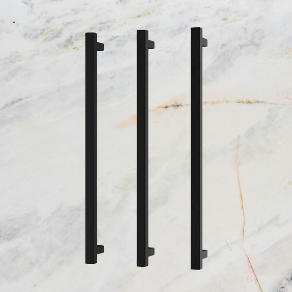 Phoenix Heated Triple Towel Rail Square 800mm Matte Black