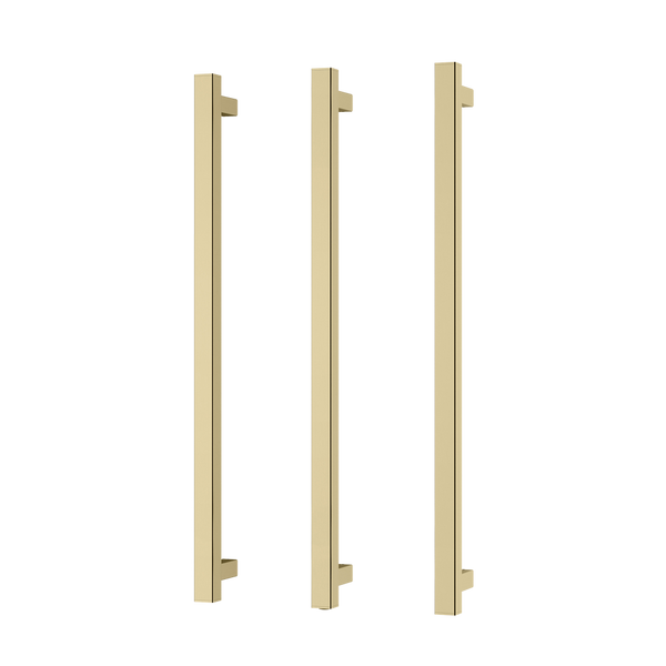 Phoenix Heated Triple Towel Rail Square 800mm Brushed Gold