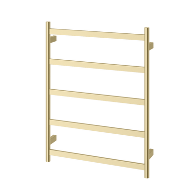 Phoenix Five Flat Bar Heated Towel Ladder 550mm x 740mm Brushed Gold