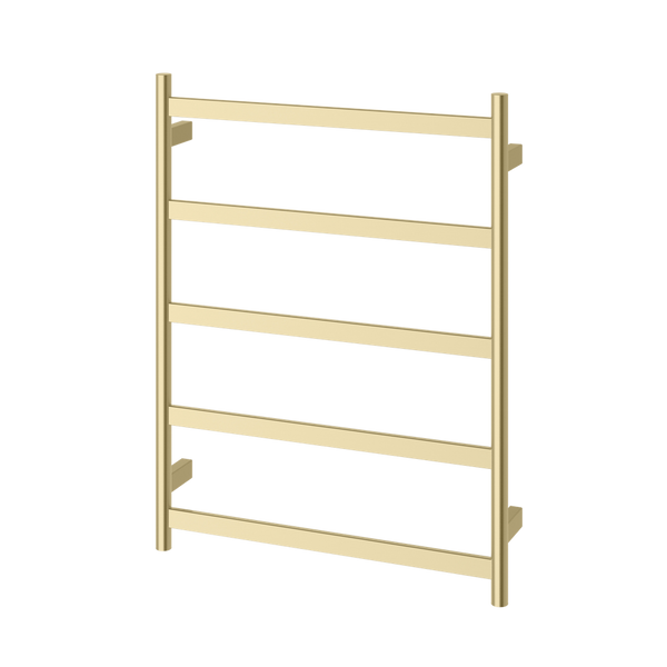 Phoenix Five Flat Bar Heated Towel Ladder 550mm x 740mm Brushed Gold
