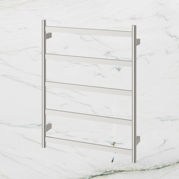 Phoenix Five Flat Bar Heated Towel Ladder 550mm x 740mm Brushed Nickel