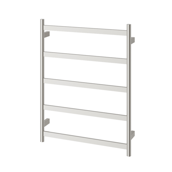 Phoenix Five Flat Bar Heated Towel Ladder 550mm x 740mm Brushed Nickel
