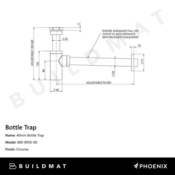 Phoenix 40mm Bottle Trap Chrome